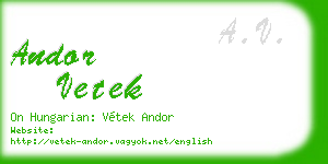 andor vetek business card