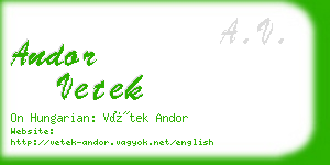 andor vetek business card